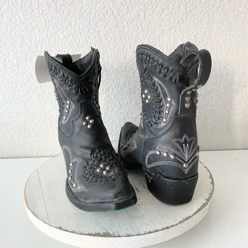 Lane COSSETTE Womens Black Cowboy Bootie 6.5 Western Cowgirl Short Ankle Boots